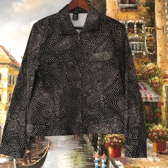 Vintage Geoffrey Beene Sport Jacket zip up black and brown size 10 - Picture 12 of 12